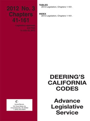 cover image of California Deering's Advance Legislative Service